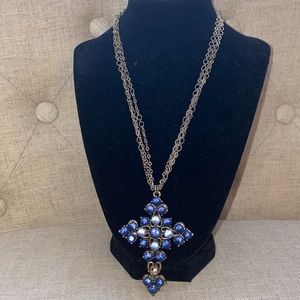 Stylish Blue‎ & Gold Cross Necklace| Women’s Jewelry